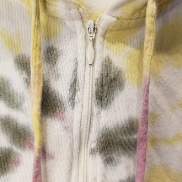 Old Navy Tie Dye Hoodie Yellow Gray Pink Zipper Jacket Juniors Size M - Picture 8 of 12